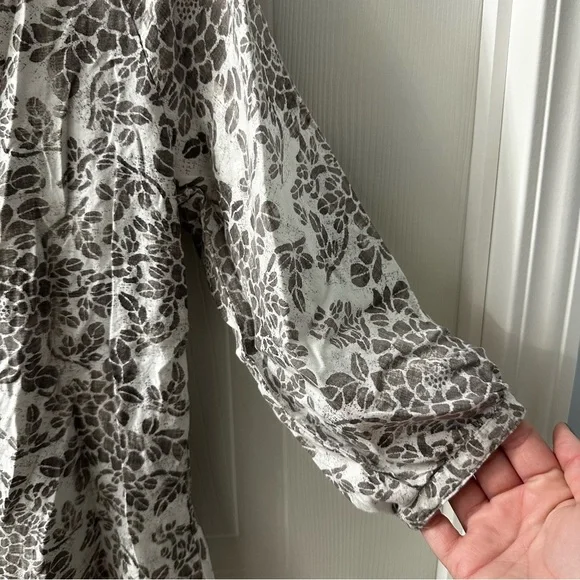 Sonoma Boho Floral Peasant Blouse L Rayon Split Neck Cottagecore Top - Picture 4 of 9